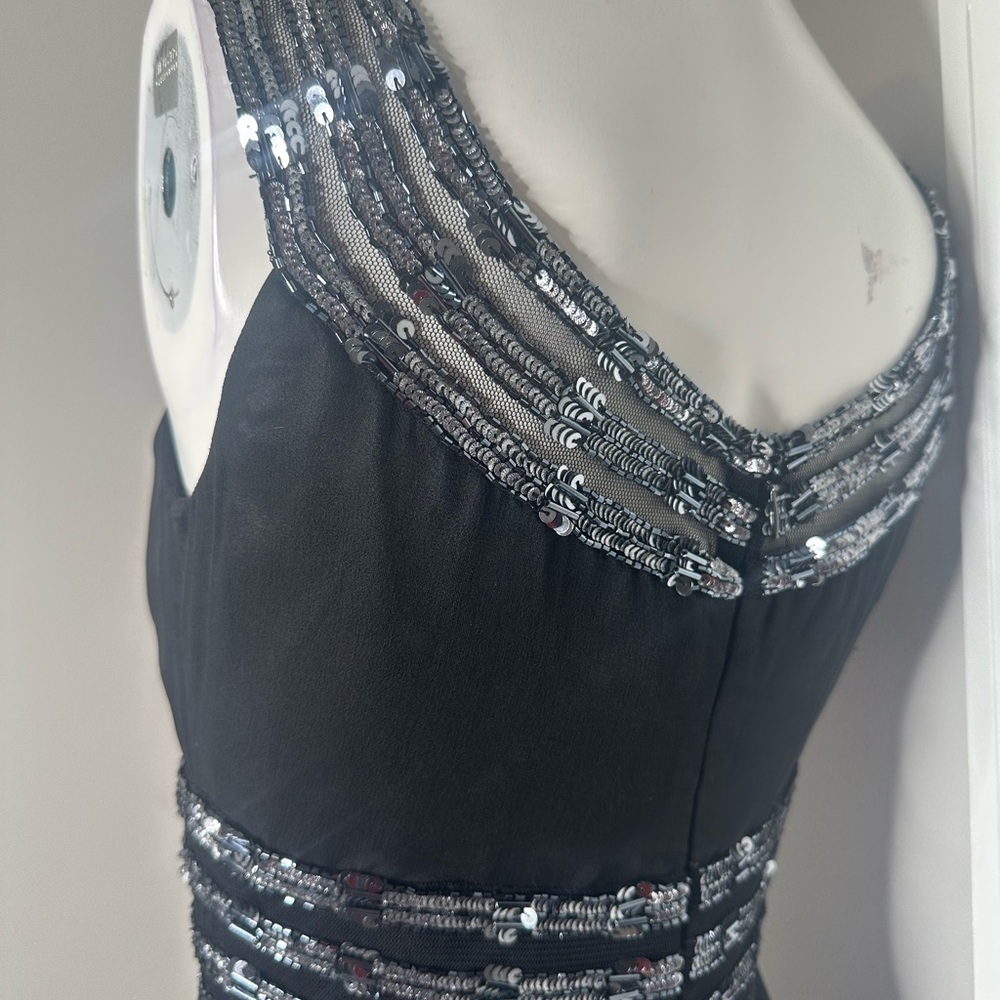 ADRIANNA PAPELL BLACK SEQUIN DRESS-4 PRELOVED - Picture 7 of 17